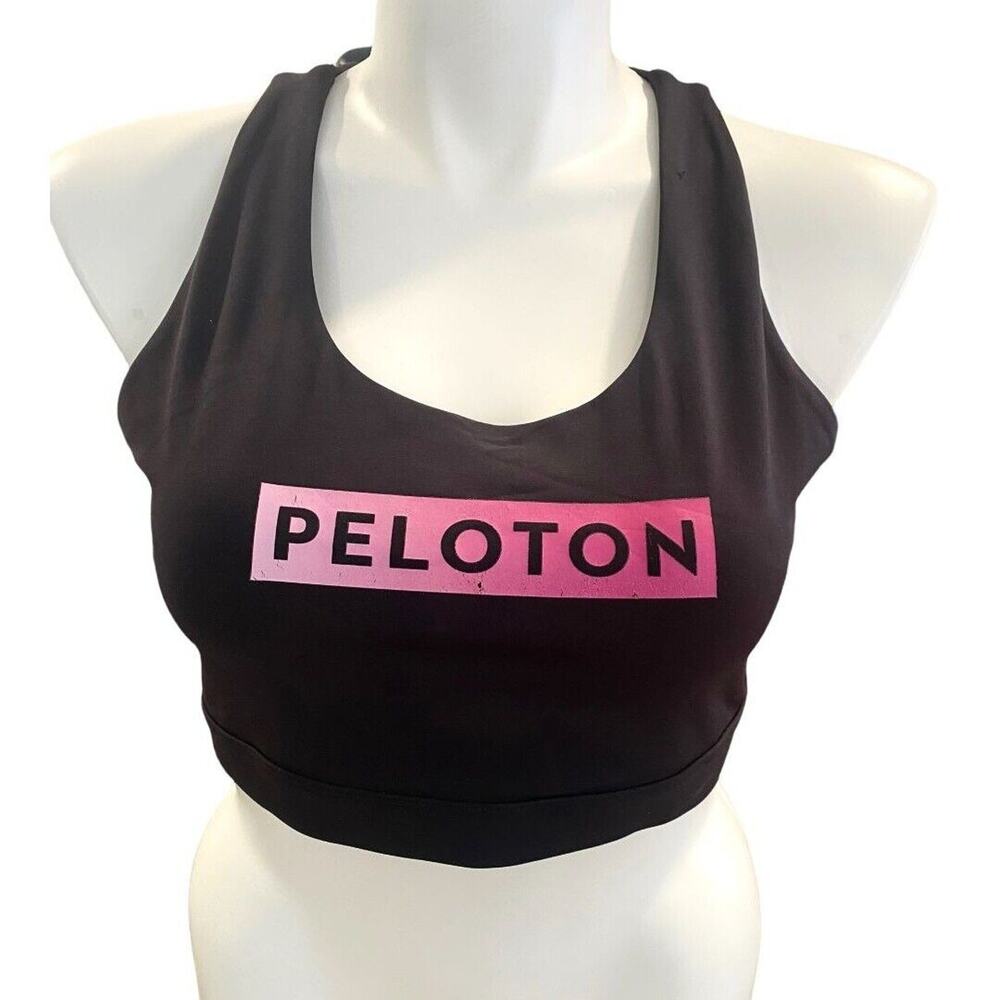 2X Peloton Black Sports Bra Compression Scuba Material